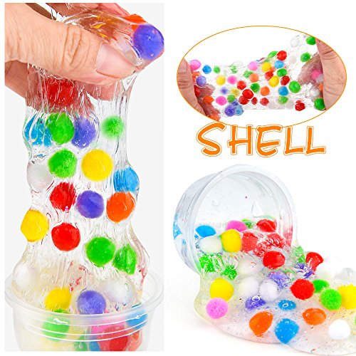 FEPITO 178 Pcs Slime Kit Accesorios incluyendo bolas espuma, bolas pecera, red, cubo esponja, modelo animal, confeti brillo, imitación hoja oro, papel azúcar, contenedores (no contienen limo)