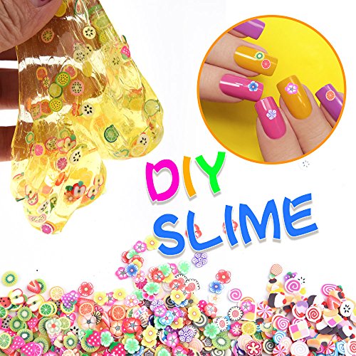 FEPITO 49 pcs slime Kit Incluyendo Bolas Pecera, Bolas Espuma, Bolas Slime, Ojos Temblorosos, Cáscara, Rebanadas, Confeti, Bolas Espuma Lodo, Herramientas Lodo, Hoja Imitación Oro, Contenedores