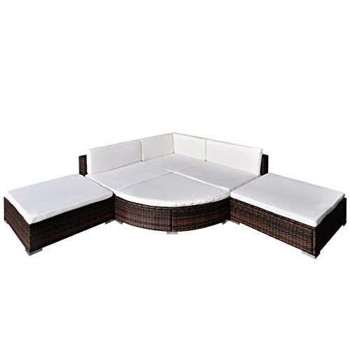 Festnight 16 piezas Conjunto de Mueble de Poli Ratán para el Jardín Piscina Patio Set de Muebles Color Opcional(Marrón/Negro)