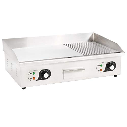 Festnight Plancha Eléctrica de Cocina Acero Inoxidable, con un Controlador de Temperatura 50-300 °C, 4400 W 73x51x23 cm