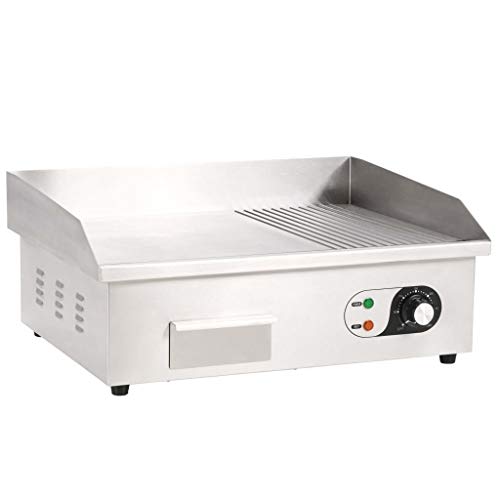 Festnight- Plancha Eléctrica de Cocina Potencia de 3000 W 54x41x24 cm Cromado