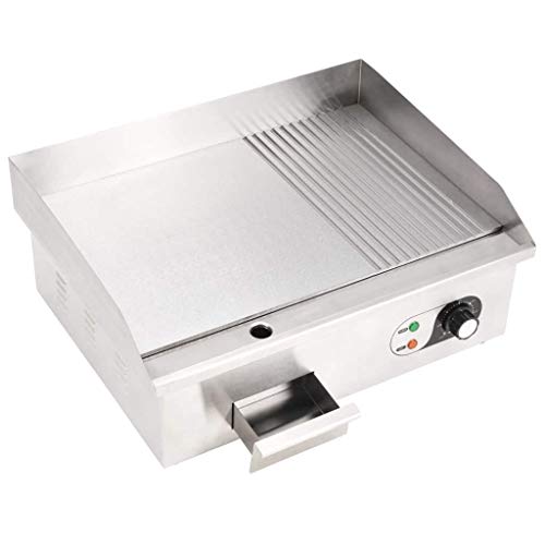 Festnight- Plancha Eléctrica de Cocina Potencia de 3000 W 54x41x24 cm Cromado