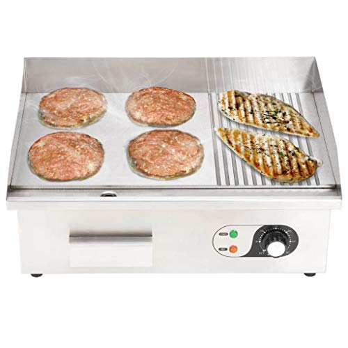 Festnight- Plancha Eléctrica de Cocina Potencia de 3000 W 54x41x24 cm Cromado