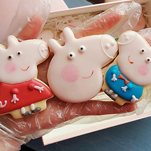 FHzytg - 6 moldes para galletas de Peppa Pig con 6 tarjetas impresas para niños – Peppa Pig, cerdo de George Papa Cerdo, Mummy Pig, cabeza de cerdo, placa de medición – Acero inoxidable