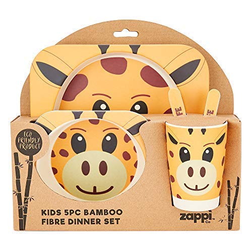 fibra de Bambú Ecológico Niños Cena conjuntos en Animal Designs Perfecto Juegos para infantil hecho Materiales y sin plástico embalaje Consigue Tu ESTOS Brillante León,Mono, Jirafa - Jirafa, One Size