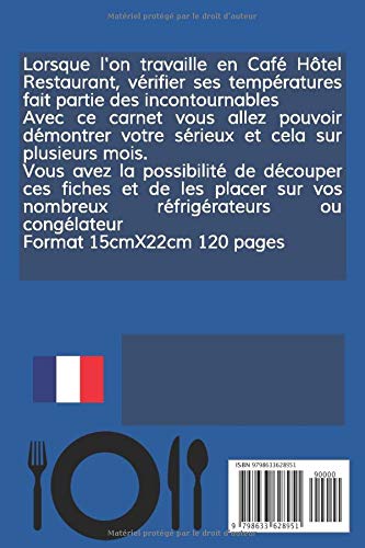 Fiches de relevé de températures C.H.R.: Idéal pour le contrôle des températures de stockage et pour respecter les bonnes pratiques d'hygiène d'un restaurantd'un restaurant, d'un café, ou d'un hôtel