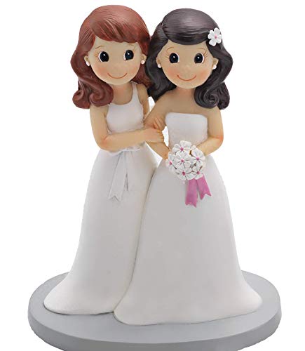 FIESTADEKOR Figura Pareja Chicas Ramo para decoración de Tartas y Regalo 20cm.