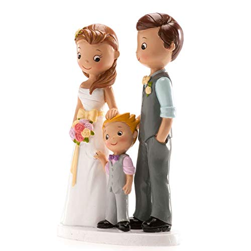 Figura boda PERSONALIZADA novios CON HIJO tarta figuras GRABADAS niño