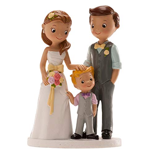 Figura boda PERSONALIZADA novios CON HIJO tarta figuras GRABADAS niño