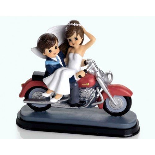 Figura GRABADA de boda novios en moto harley para tarta figuras PERSONALIZADAS