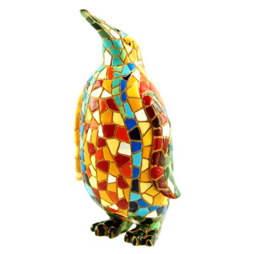 Figura Pingüino Multicolor en Mosaico de la Colección Trencadis Antonio Gaudí. Figura Mosaico. Figura Pingüino Mosaico.
