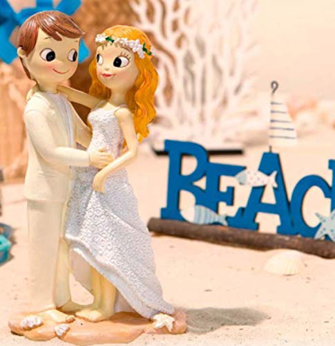 Figuras GRABADAS de boda novios descalzos tarta pastel PERSONALIZADA playa