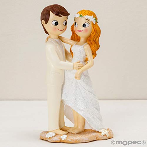 Figuras GRABADAS de boda novios descalzos tarta pastel PERSONALIZADA playa