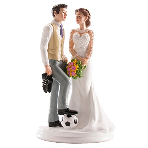 Figuras GRABADAS de boda novios fútbol para tarta pastel PERSONALIZADA novio futbolista