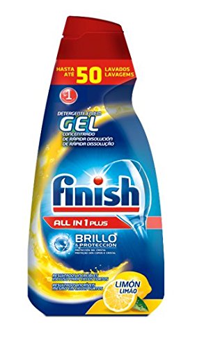 Finish All in 1 Max Power Gel Limón Desengrasante, Detergente Gel para el Lavavajillas, 50 dosis