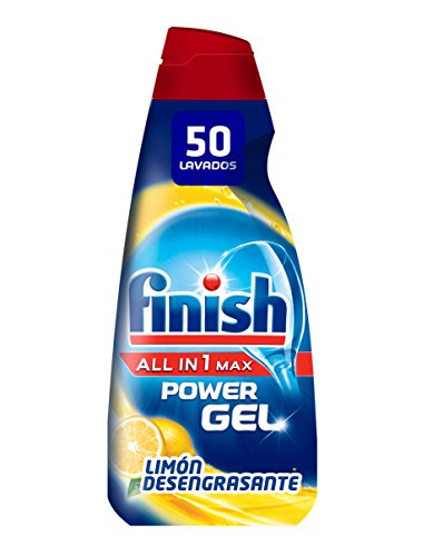 Finish All in 1 Max Power Gel Limón Desengrasante, Detergente Gel para el Lavavajillas, 50 dosis