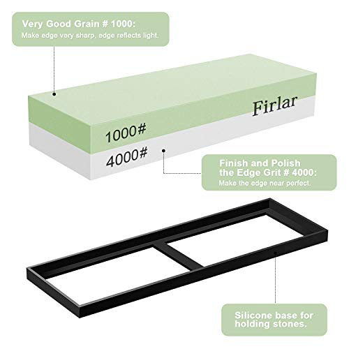 Firlar - Piedra de afilar 3000/8000, grano 2 en 1, con soporte de goma incluido