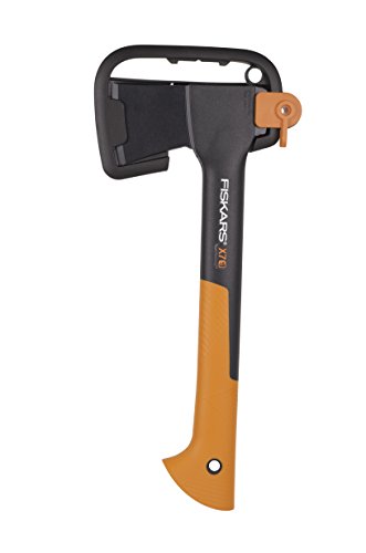 Fiskars Hacha pequeña universal, Estuche incluido, Longitud: 35,5 cm, Negro/Naranja, X7-XS, 1015618