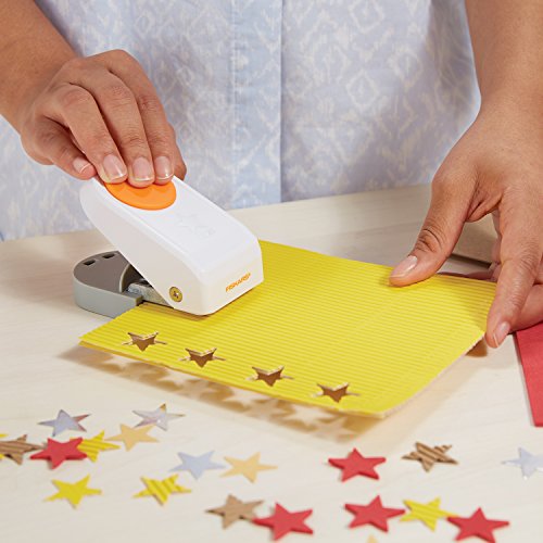 Fiskars Perforadora de Figuras, Estrella, Ø 2,5 cm, Para diestros y zurdos, Acero de calidad/Plástico, Blanco/Naranja, Power, M, 1020488