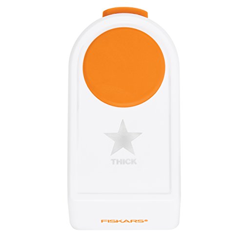 Fiskars Perforadora de Figuras, Estrella, Ø 2,5 cm, Para diestros y zurdos, Acero de calidad/Plástico, Blanco/Naranja, Power, M, 1020488