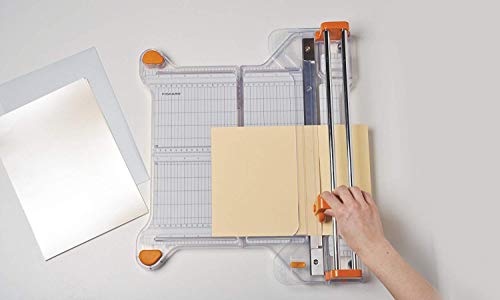 Fiskars ProCision Cizalla Rotatoria, A4, Para materiales extra gruesos, Sistema de riel doble, Naranja/Blanco, 1015748