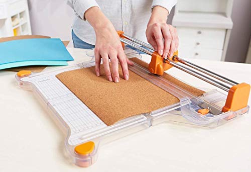 Fiskars ProCision Cizalla Rotatoria, A4, Para materiales extra gruesos, Sistema de riel doble, Naranja/Blanco, 1015748