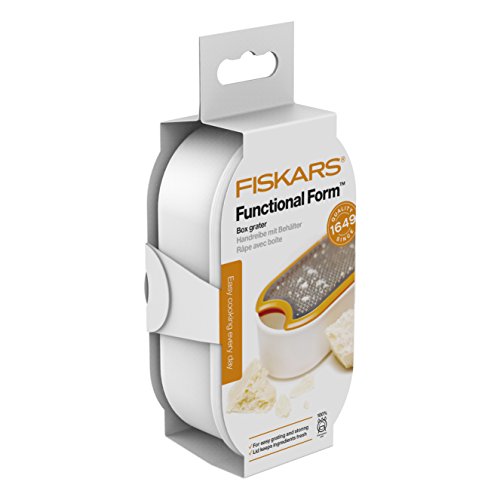 Fiskars Rallador con recipiente, Capacidad: 400 ml, Medida: 16,8 x 9,0 cm, Metal/Plástico, Functional Form, 1019530