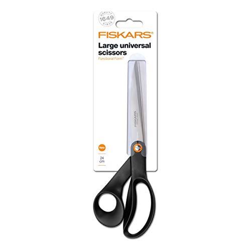 Fiskars Tijeras universales, Longitud total: 24 cm, Acero de calidad/Plástico, Functional Form, Negro, 1019198