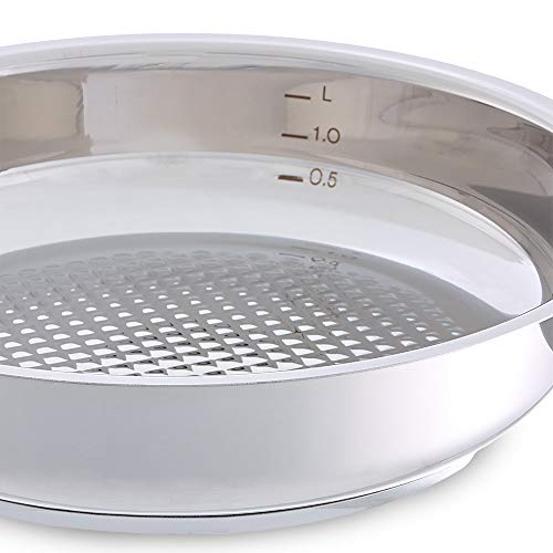 Fissler crispy steelux comfort / Sartén de acero inoxidable (Ø 24 cm) Sartén sin revestimiento, fritura baja en grasa - todos los tipos de estufas también de inducción