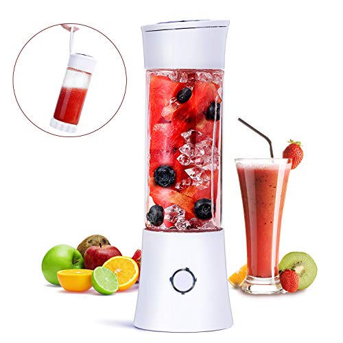 Fityou Batidora de Vaso Individuales, Mini Licuadora Portátil con 6 Cuchillas 480ML Juicer Smoothie Maker USB Recargable Batidoras de Vaso para Fruta, Verdura, Smoothies, Milkshake