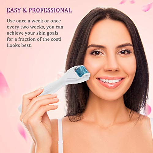 Fixget Rodillo Microagujas Facial, Derma Roller 1.0/0.5/0.25/1.5mm Titanio Agujas para Anti Acne Crecimiento Del Cabello Con Cepillo de Limpieza Facial de Silicona