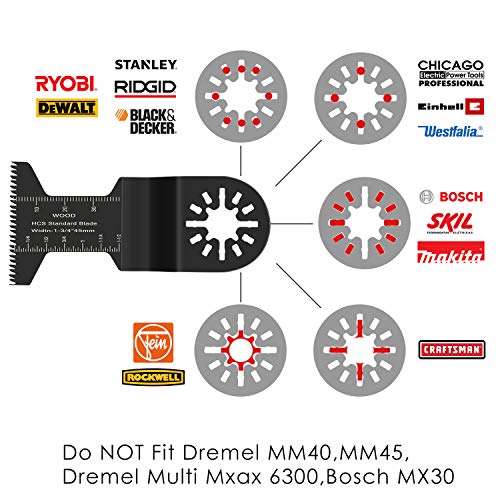 FIXKIT 23 piezas Kit de hojas de sierra Mezcla de cuchillas Herramienta multiuso Herramienta oscilante Accesorios para Fein Multimaster, Milwaukee, Einhell