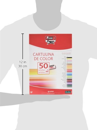 Fixo Paper 11110351 – Paquete de cartulinas A4 – 50 unidades color rojo, 180g