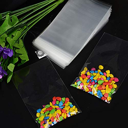 FLOFIA 200pcs Bolsa Celofán Transparentes - 7 x 12 cm Bolsas Plástico OPP de Regalo para Cumpleaños Fiesta Boda Baby Shower Navidad Alimentos Galletas Caramelos Dulces Chuches Bombones Piruleta