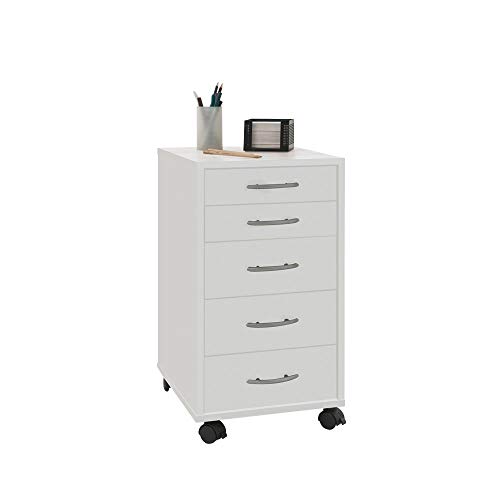 FMD Möbel Freddy Mueble Auxiliar, Cuero, Blanco, 33x38x63.5 cm