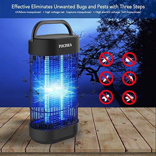 FOCHEA Lámpara Anti Mosquitos, UV Mata Mosquitos Electrico Mosquitos Killer para Mosquitos, Insectos, Moscas, Polillas Interior Exterior 18 W, Alimentada por Adaptador EU