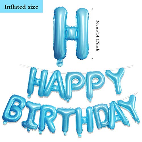 Foil Banderines de Globos Letras Tipo ''Happy Birthday'' Azul Globos de Cumpleaños 16 Pulgadas Globo Decoración de Feliz Cumpleaños Infantil Niño Mujer Hombre