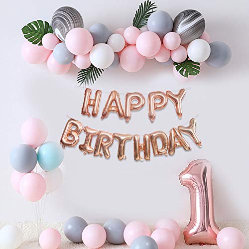 Foil Banderines de Globos Letras Tipo ''Happy Birthday'' Rosa Globos de Cumpleaños 16 Pulgadas Globo Decoración de Feliz Cumpleaños Infantil Niño Mujer Hombre