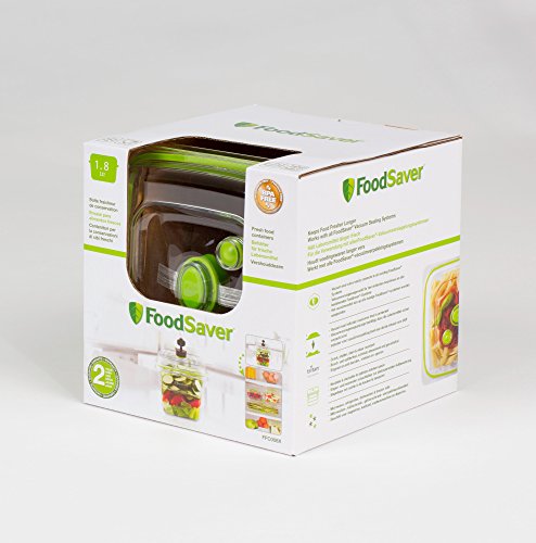 FoodSaver FFC008X Recipiente para envasar al vacío, 1,9 L, 1.8 litros, 0 Decibelios, Plástico, Transparente y verde