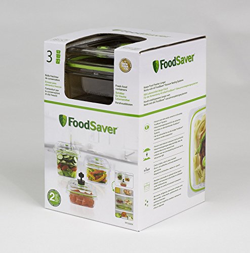 FoodSaver FFC020X Recipientes para Envasar al Vacío “Fresh Containers”, 700 ml, 1,2L y 1,8L, Set de 3 Contenedores