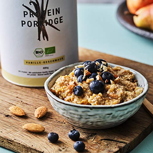 foodspring Porridge Proteico, Vainilla, 420g, Porridge de soja 100% orgánica, Menos azúcares añadidos, Más sabor auténtic
