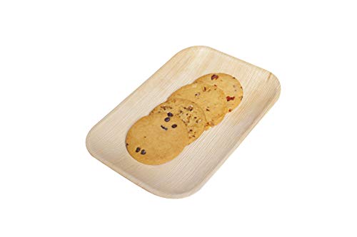 FOOGO Green 25 Bandejas de hoja de palma Desechable|25cmx15cm Rectangular Servir Ensalada|Postre, Aperitivo|Vajilla Ecológico Biodegradable Duro|Como Platos Bambu, Bandejas Plastico Aluminio