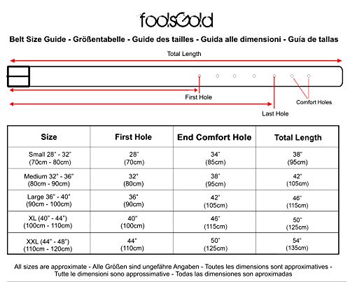 foolsGold 3 hileras con clavos Pirámide Correa en negro - XL - 40" - 44" (102 cm - 112cm)