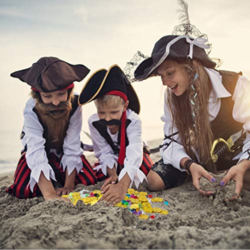 FORMIZON 100 Piezas de Monedas Doradas de Plástico de Pirata, 100 Piezas de Gemas Piratas, Monedas de Oro y Gemas Piratas del Tesoro Pirata para Fiestas Temáticas Piratas