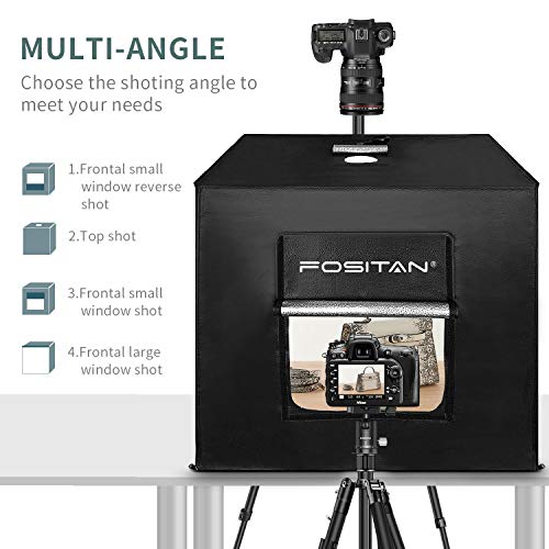 FOSITAN Caja de Luz 80 * 80cm/32" Caja de Fotografía portátil Estudio fotográfico, 126 LED Luz de Día 5500K Foto Estudio con 2 Tiras de LED, 3 Fondos (Blanco/Negro/Naranja) y Bolsa de Transporte