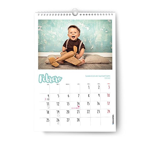 FOTOCENTER Calendarios Personalizados de Pared Espiral 30 x 42 cm de 14 páginas - Imprime tu Pack de 1 Calendario.