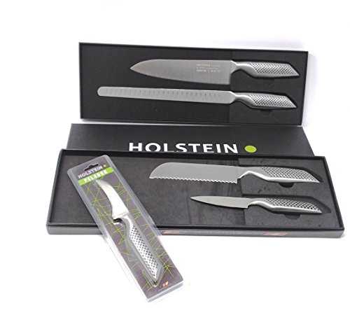 FranquiHOgar Set DE 4 Cuchillos Holstein: Chef XL, Panero, Jamonero, Puntilla + Cuchillo pelador de Regalo