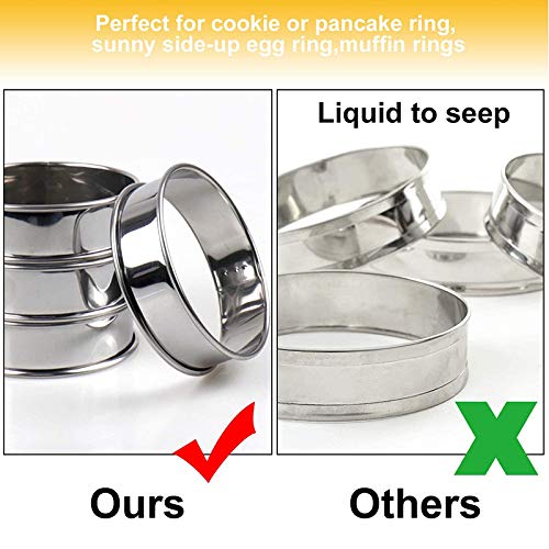 Fransande - 4 anillos de tarta de doble laminado, 3 – 1/8 pulgadas para magdalenas inglesas para cocinar pan corto, hojaldre de corteza corta, flan pequeño