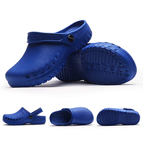 Freahap Zuecos Sanitarios, Zuecos de Trabajo Unisex de EVA, Chanclas Zapatillas de Médicos Enfermeras Antideslizante, Ultra Ligero y Cómodo Azul 43-44