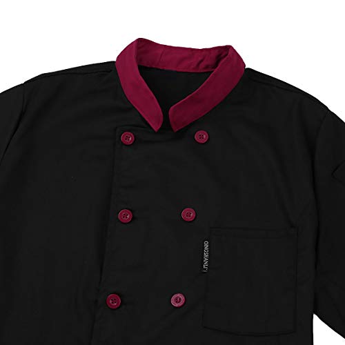 Freebily Unisexo Camisa de Cocineros Camareros Chef Uniforme Mandarin de Trabajo Cocina Hotel Restaurante Chaqueta Llaboral Profesional Mangas Cortas Doble Pecho Negro L